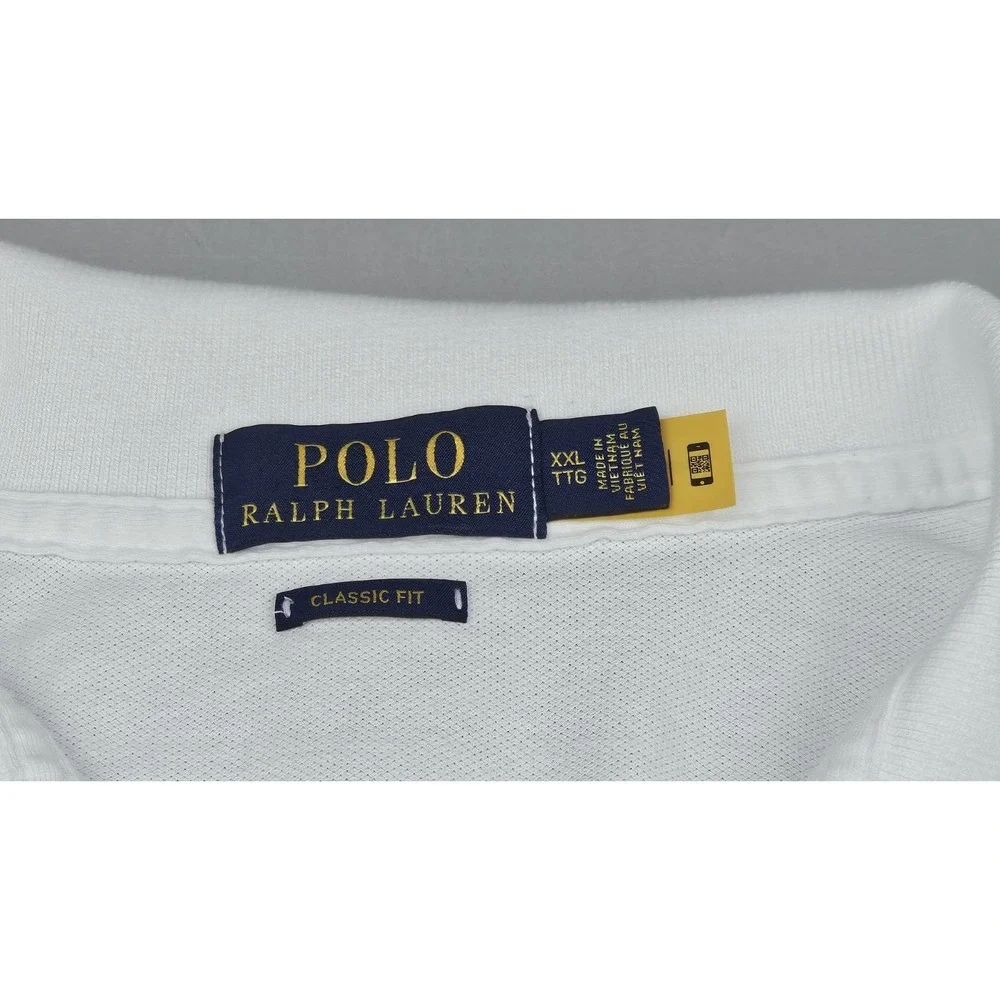 Polo Ralph Lauren Shirt Mens XXL White Triple Pony Polo Embroidered Preppy
